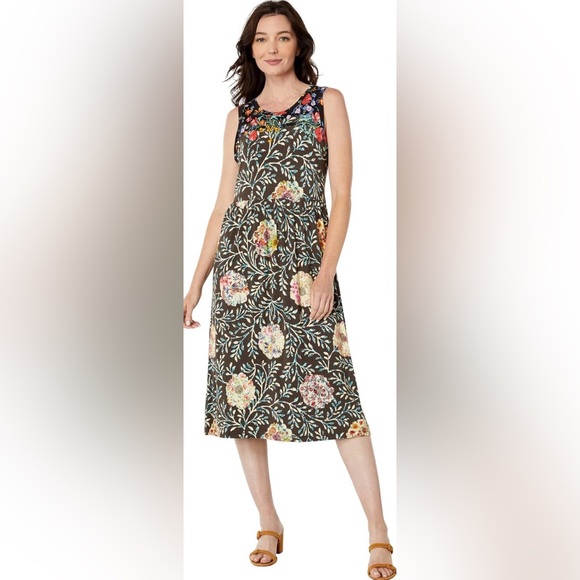 Johnny Was Kashim Easy Fit Floral Tank Dress Size Large - Picture 1 of 5